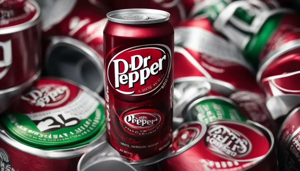 Dr Pepper can with the iconic logo and slogan 'Authentic blend of 23 flavors'