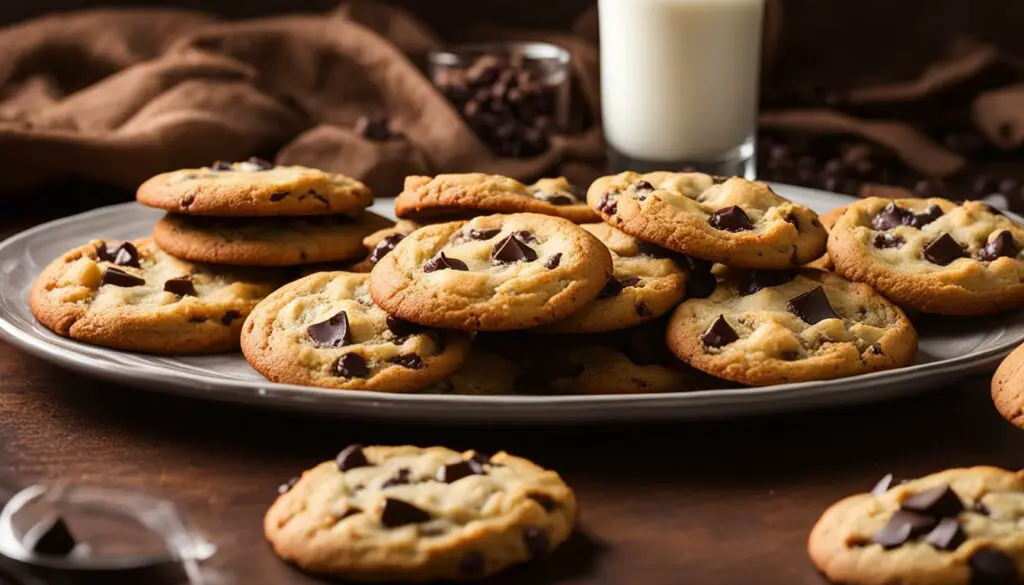 Homemade cookies on a plate with a glass of milk
