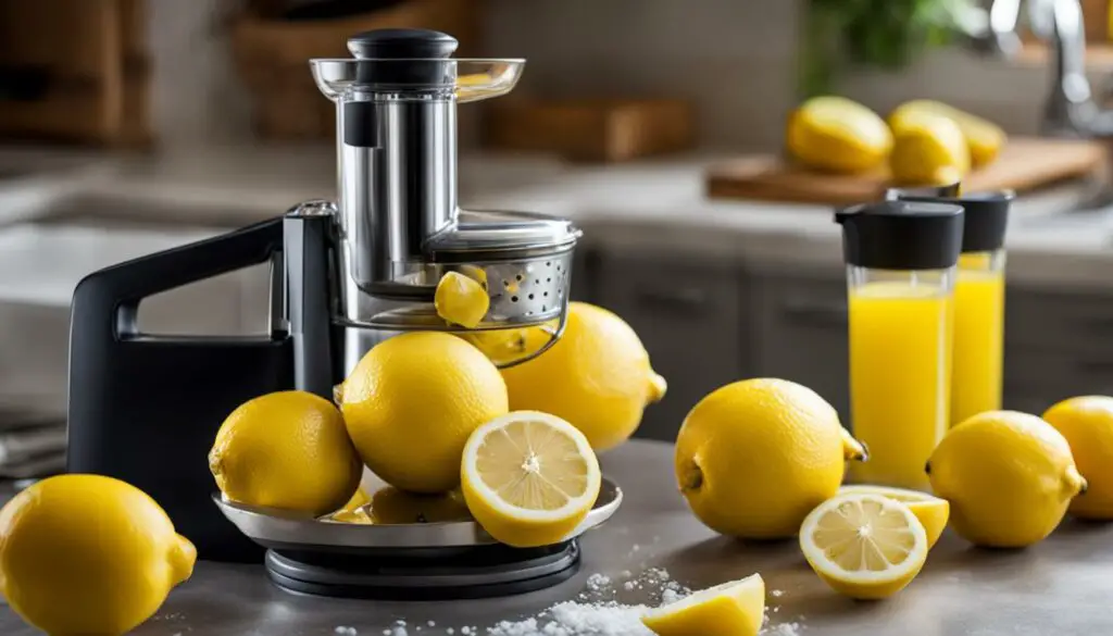 Lemons on a juicer