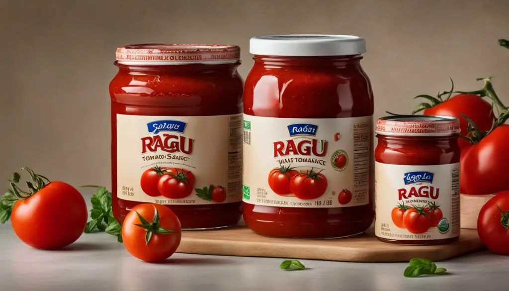 Ragu tomato sauce in a plastic jar