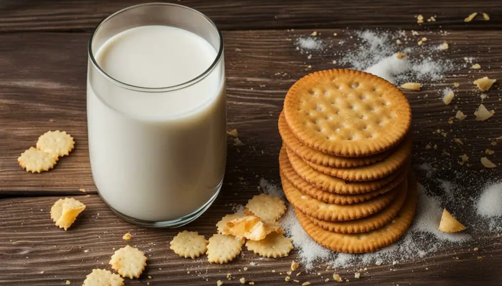 Ritz Crackers and a glass of milk