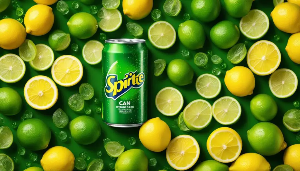 Sprite can with lemon and lime
