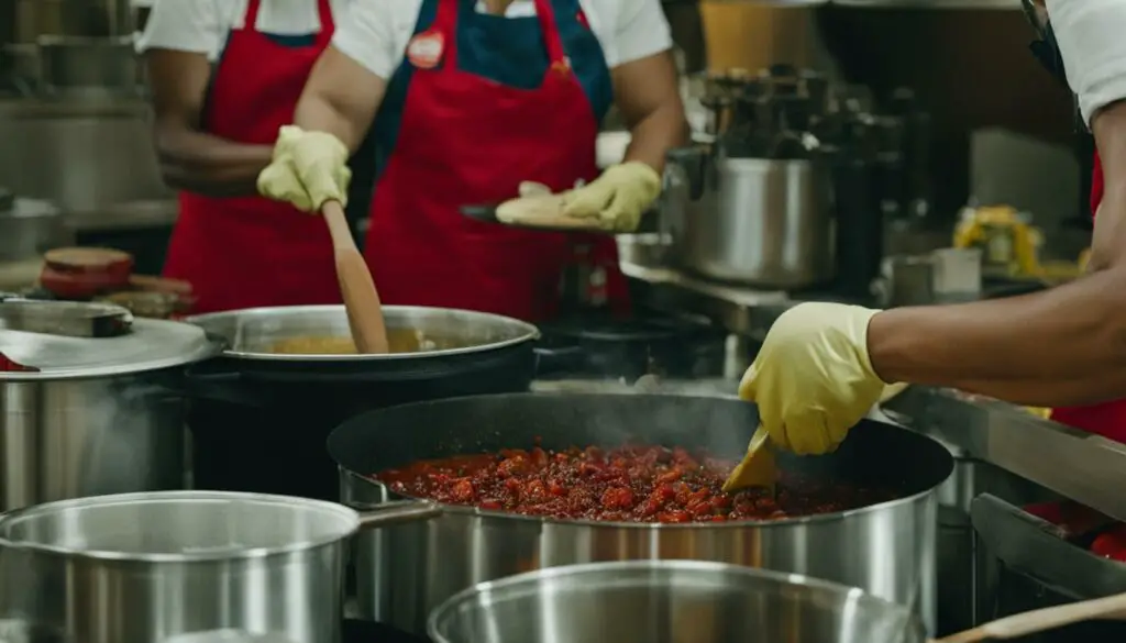 Wendy's employee preparing chili