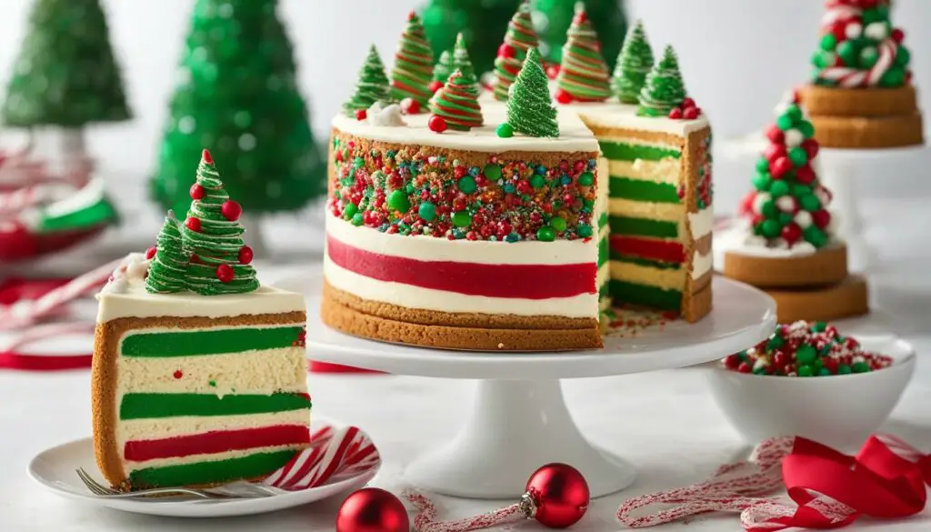 festive Christmas tree cheesecake