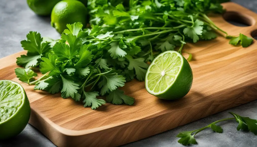 fresh lime and cilantro for salsa recipe