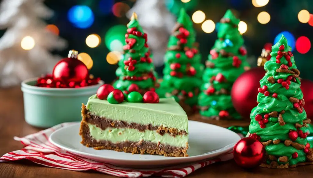 homemade little debbie christmas tree cheesecake decorated with Little Debbie treats