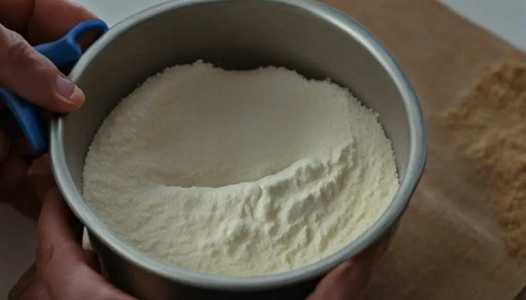 measuring flour for cookie recipe