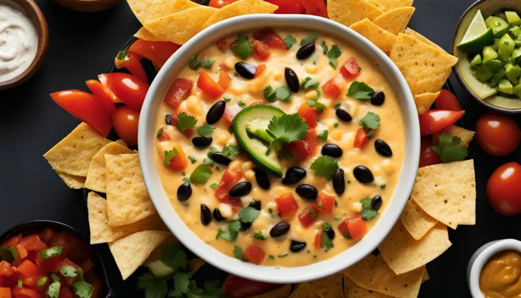 queso dip with toppings