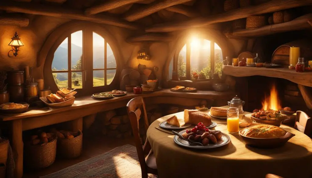 Hobbit home with second breakfast spread