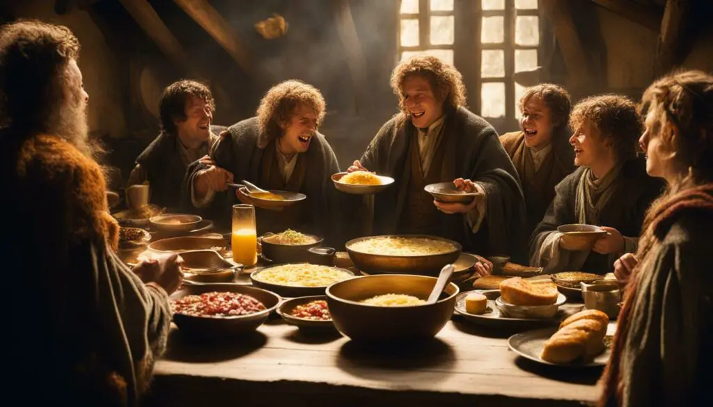 Hobbits enjoying second breakfast