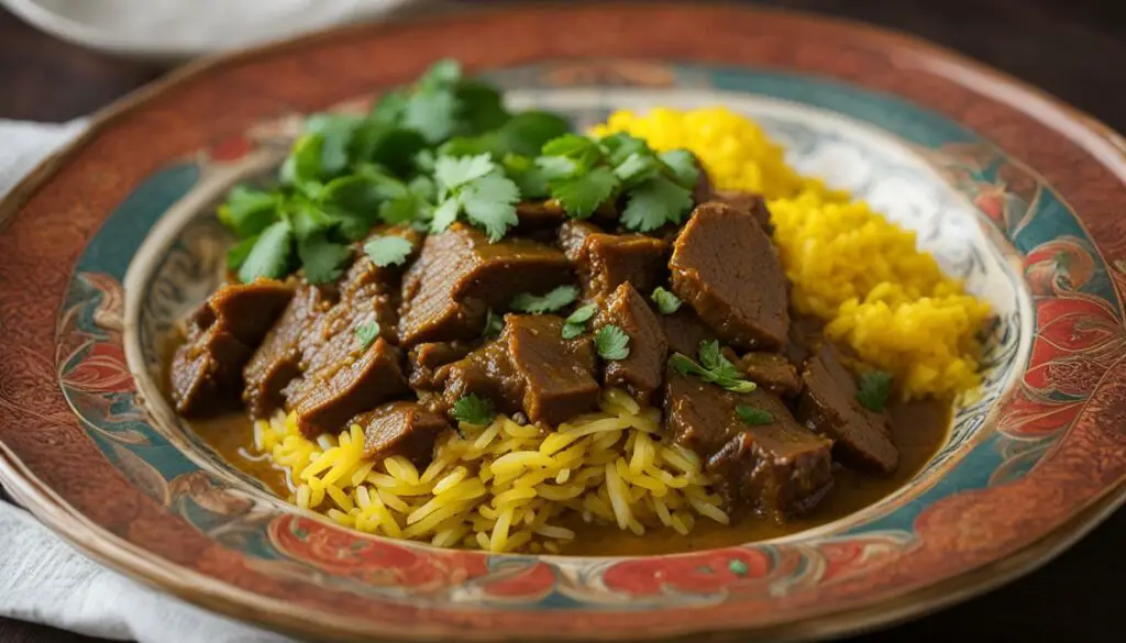 Malaysian beef shin curry with turmeric rice