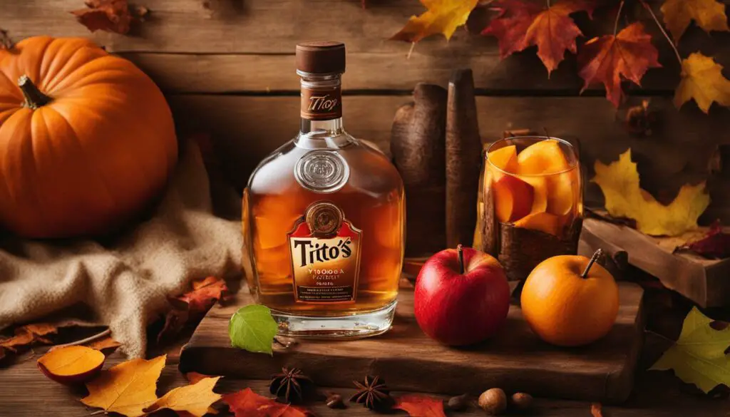 Tito's Vodka in a fall-themed setting