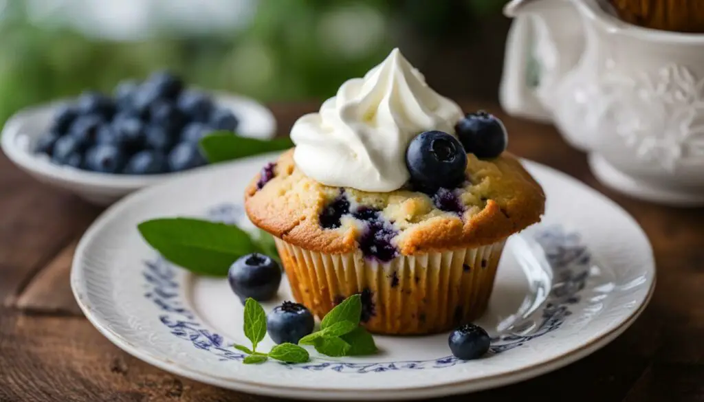 blueberry muffins with whipped cream