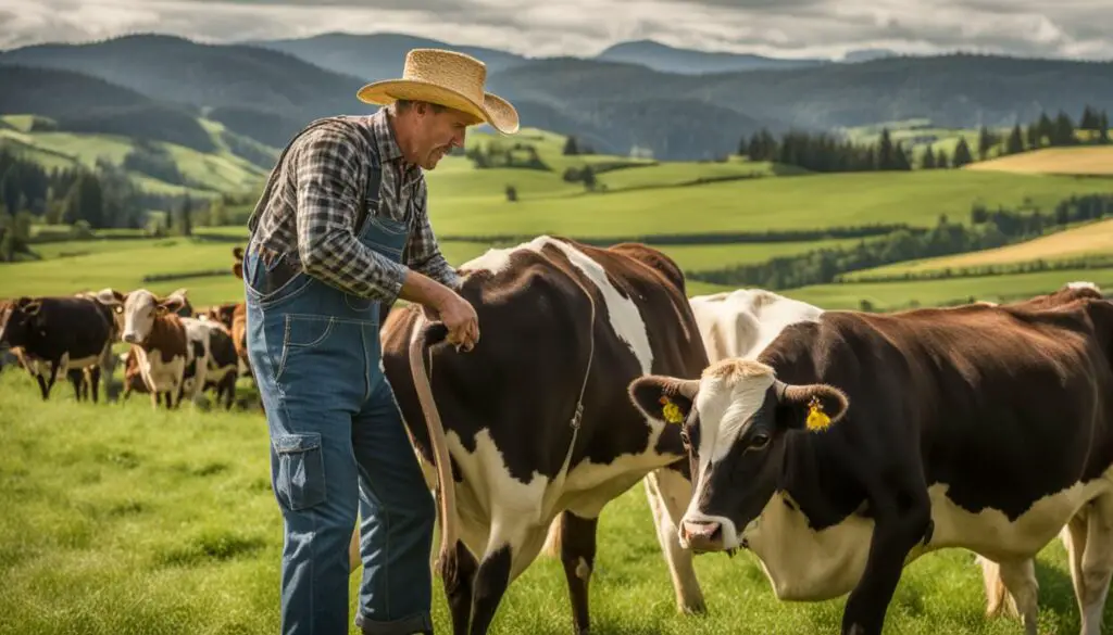 Tillamook Farmer Milking a Cow