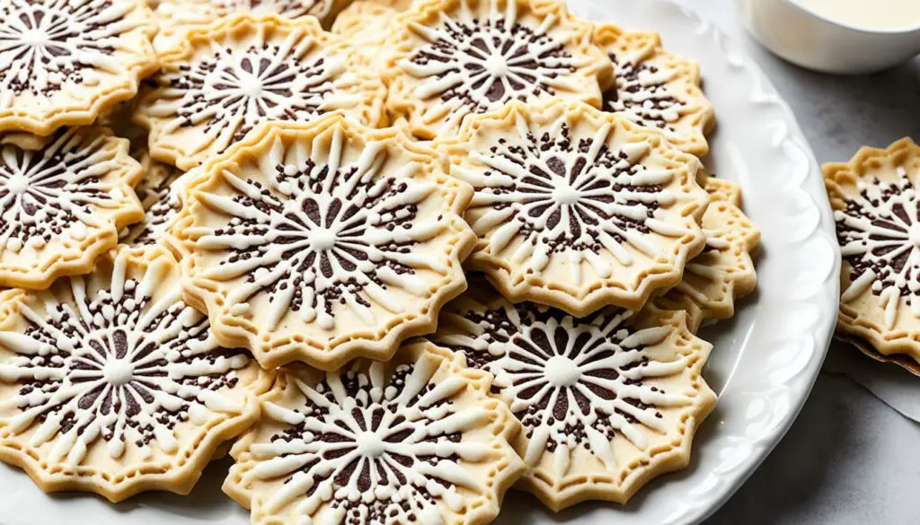 pizzelle cookies with chocolaty cannoli filling